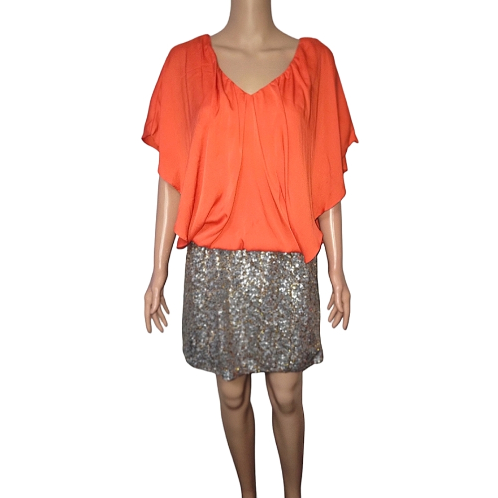 Orange and gold 2 toned sequin dress